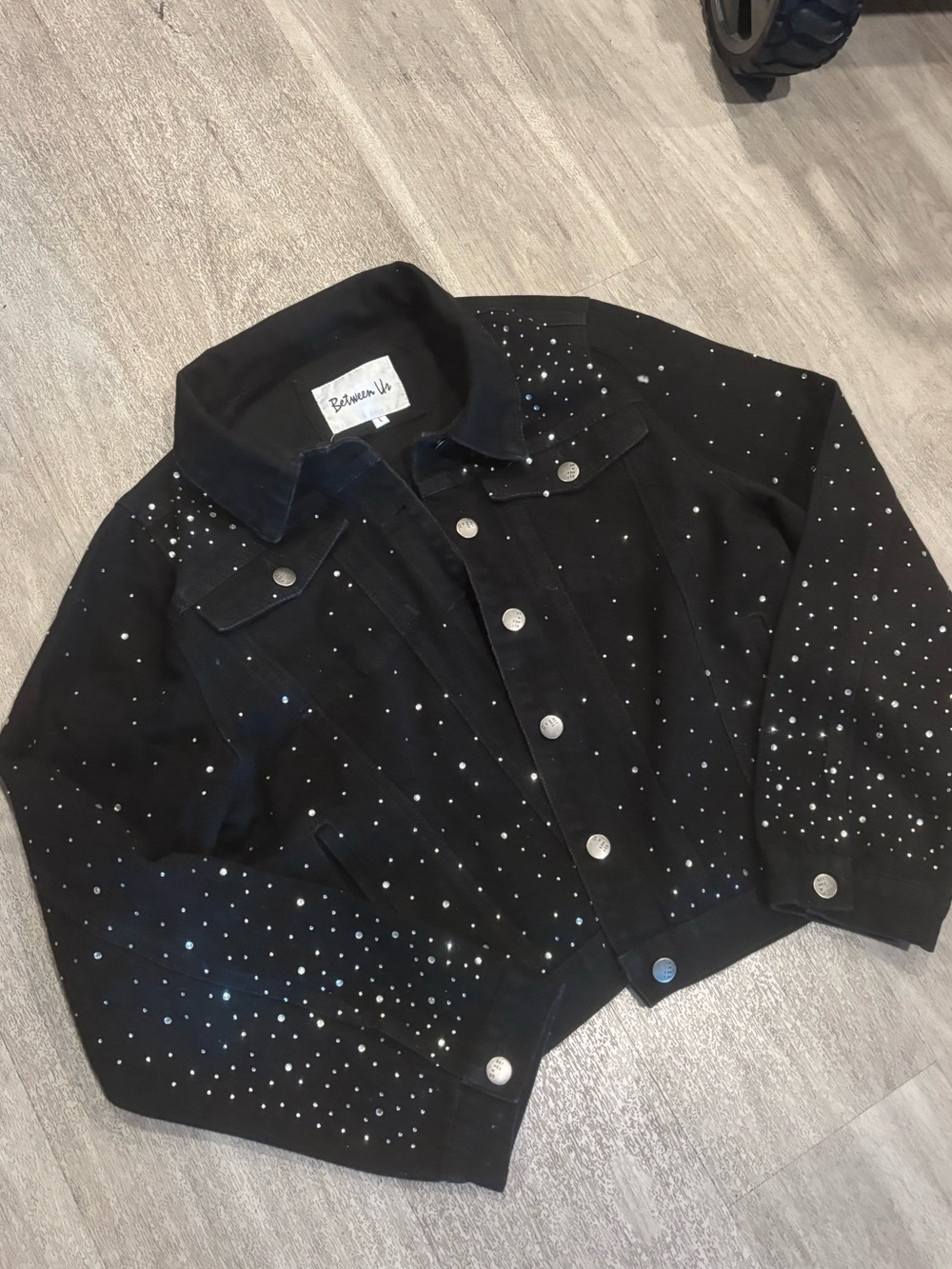 Black Denim Jacket with rhinestones - Picture 2 of 2
